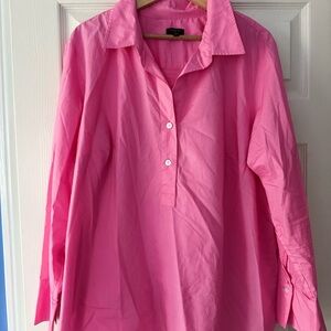 Talbots Bright Pink Button Popover Shirt